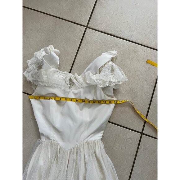 Lace Dress Boho Cottage Core Prairie renaissance fairy Bell sleeve S 1970s - Picture 12 of 12